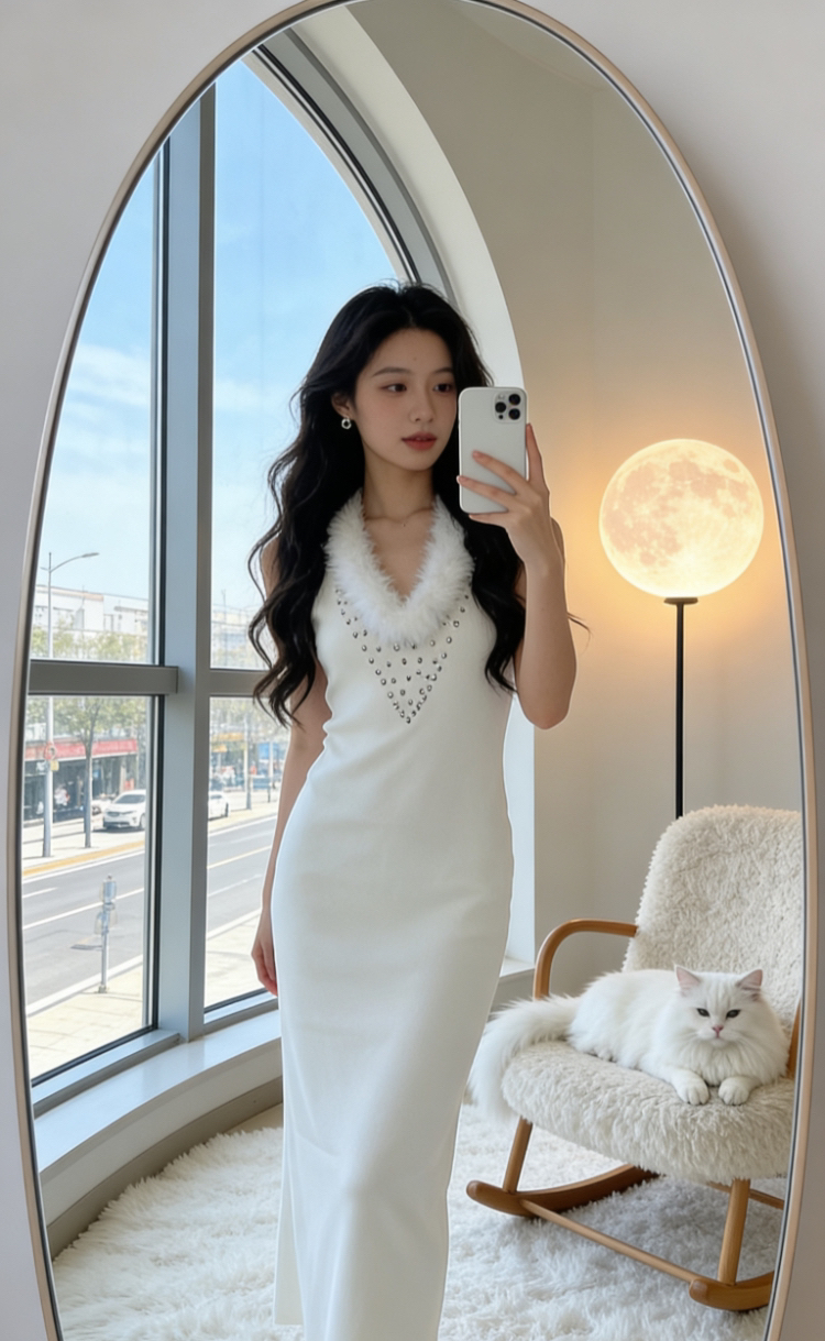 어제 낭만주의 프랑스식 순수한 욕망 다이아몬드 세팅 모피 칼라 캐미솔 봄 가을 인사이드 가져 가라. 몸매 가꾸기 슬림해 보이는 타이트 스커트 점프 슈트