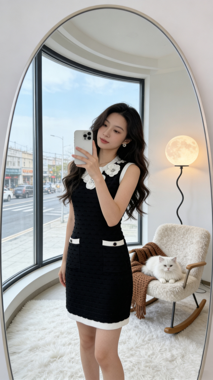 자이언트 잘 생긴 작은 샤넬 스타일 니트 여성 드레스 2025 여름 고급 센스 몸매 가꾸기 품격 조끼 스커트 민소매 치마