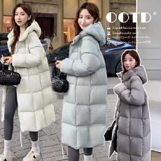 批发网红韩版圆领石墨烯云绒2025冬季新款中长款孕妇棉服+围巾两件套