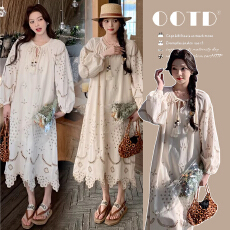 批发超仙浪漫别致镂空流苏长裙早春新款温柔风法式气质<b class='q'>孕妇</b><b class='q'>连衣裙</b>