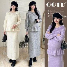 批发实拍大码毛衣套女秋冬<b class='q'>显瘦</b>遮<b class='q'>孕妇</b><b class='q'>肉</b>休闲套装