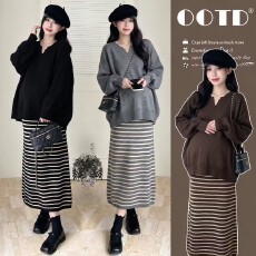 实拍大码毛衣套女秋冬显瘦遮孕妇肉休闲套装