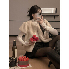 批发水貂毛马甲 冬季皮草短外套 韩国东大门ins 环保毛毛马夹大码女装