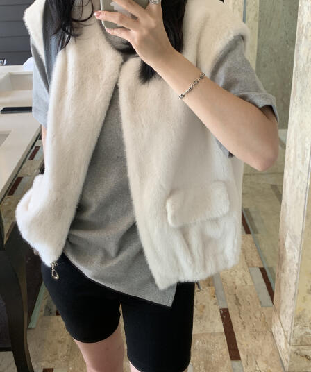 수달 털 베스트 환경 보호 모피 조끼 모피 재킷 한국 chic 빅 사이즈 여성 의류 캐주얼 루즈핏 느긋한