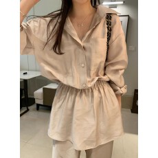 批发时尚宽松衬衫阔腿裤长裤两件套装 小众设计感 <b class='q'>外贸</b><b class='q'>大码</b>女