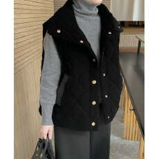 批发菱形格纹羽绒棉马甲外套 宽松马夹棉衣棉服休闲 大码女装 <b class='q'>韩国</b>ins
