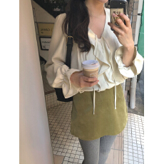 批发2026<b class='q'>春</b>装新款 甜美荷叶边长袖衬衫 韩系穿搭 chic到爆！别致上衣