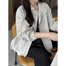 批发立领<b class='q'>夹克</b>防晒衣 宽松<b class='q'>休闲</b>纯色收腰外套女 春秋百搭 韩版chic