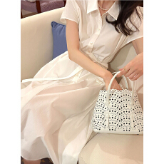 批发<b class='q'>衬衣</b>领系腰带<b class='q'>短袖</b>连衣裙长裙 韩版chic 轻熟时尚 简约风气质