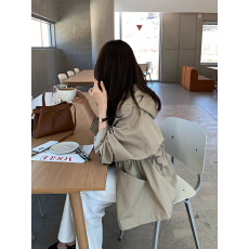 批发连帽收腰<b class='q'>夹克</b>外套风衣女 韩国chic 纯色<b class='q'>休闲</b> 轻熟时尚