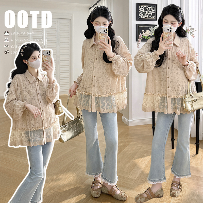 봄 새로운 디자인 섹션 레이스 조각 임산부 맨위