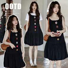 批发夏新款韩系气质设计感无袖花朵<b class='q'>连衣裙</b><b class='q'>孕妇</b><b class='q'>连衣裙</b>两件套