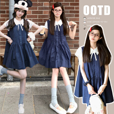 夏装新款 气质减龄学院风衬衫孕妇装两件套