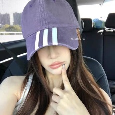 批发Double i i 小众设计感条纹棒球帽子女百搭<b class='q'>休闲</b>简约个性鸭舌帽