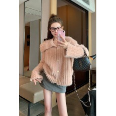 马海毛娃娃领开衫针织外套女秋冬2025新款慵懒风软糯加厚外穿毛衣