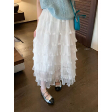 批发爱情魔鬼鱼 白色拼接垂感蛋糕裙半身裙女2026<b class='q'>春</b>季新款时尚长裙子