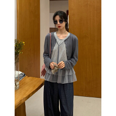 批发YNVN韩系温柔风<b class='q'>针织</b>开衫+娃娃衫无袖背心上衣时尚两件<b class='q'>套装</b>女春夏