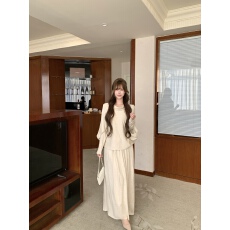 批发实拍 艺术系气质宽松斗篷针织半<b class='q'>裙</b>套装/松弛微宽松针织<b class='q'>长袖</b>打底衫