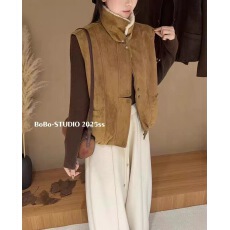 批发韩系美拉德复古麂皮绒<b class='q'>马甲女</b>2025秋冬季甜酷拼接羊羔绒外套女上衣