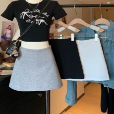 原版面料+内里夏季辣妹显瘦百搭高腰A字半身裙女