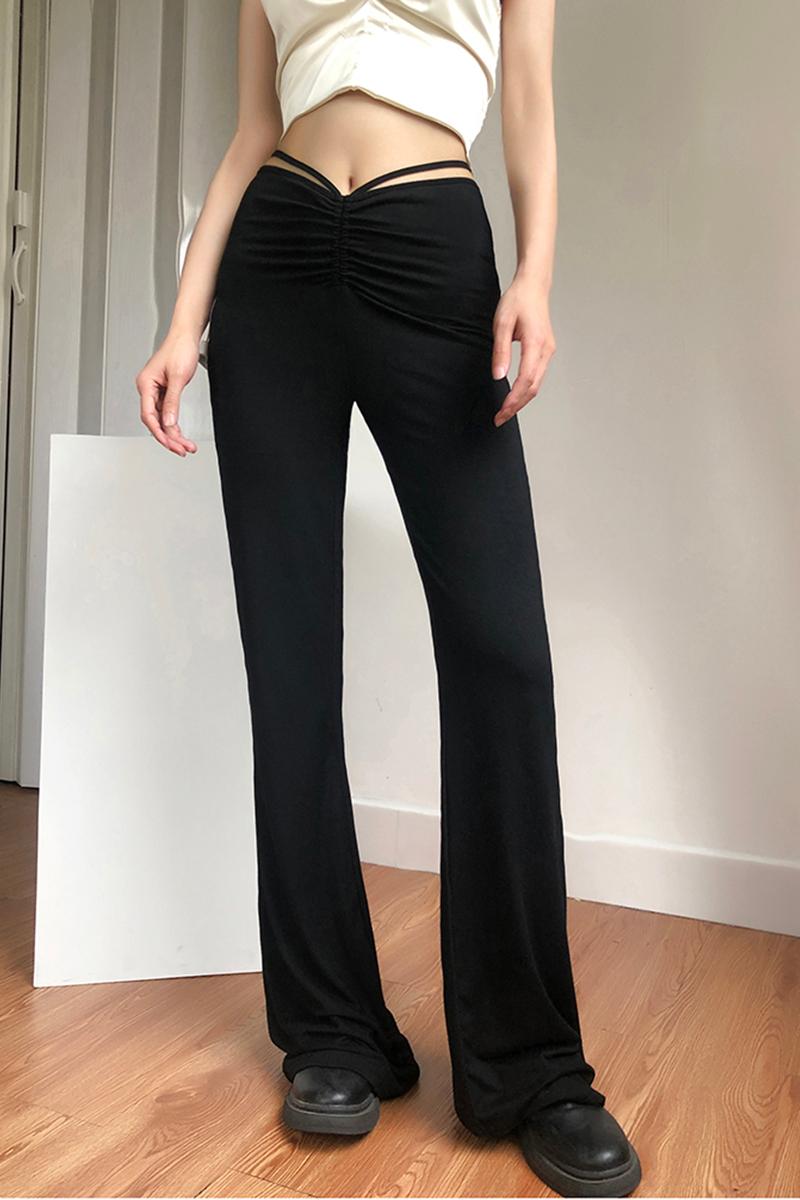 아름다움 야 fuzzykon 있으라. 전화 오랜 시간 ~ 중 핫걸 펌프 로프 v 허리 부츠컷 검정색 모달 스키니 바지