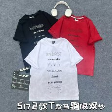 批发酷辣妹洗水渐变色纯棉2026春夏新<b class='q'>T</b><b class='q'>恤</b>韩系ootd时尚ins潮大码休闲男