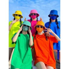 批发甜辣妹糖果色<b class='q'>T</b><b class='q'>恤</b>多巴胺夏日度假姐妹装2026春夏新韩系ootd彩ins潮