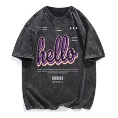 批发2026春夏新洗水牛仔做旧短袖T恤韩系ootd<b class='q'>街头</b>ins潮酷飒慵懒男友黑