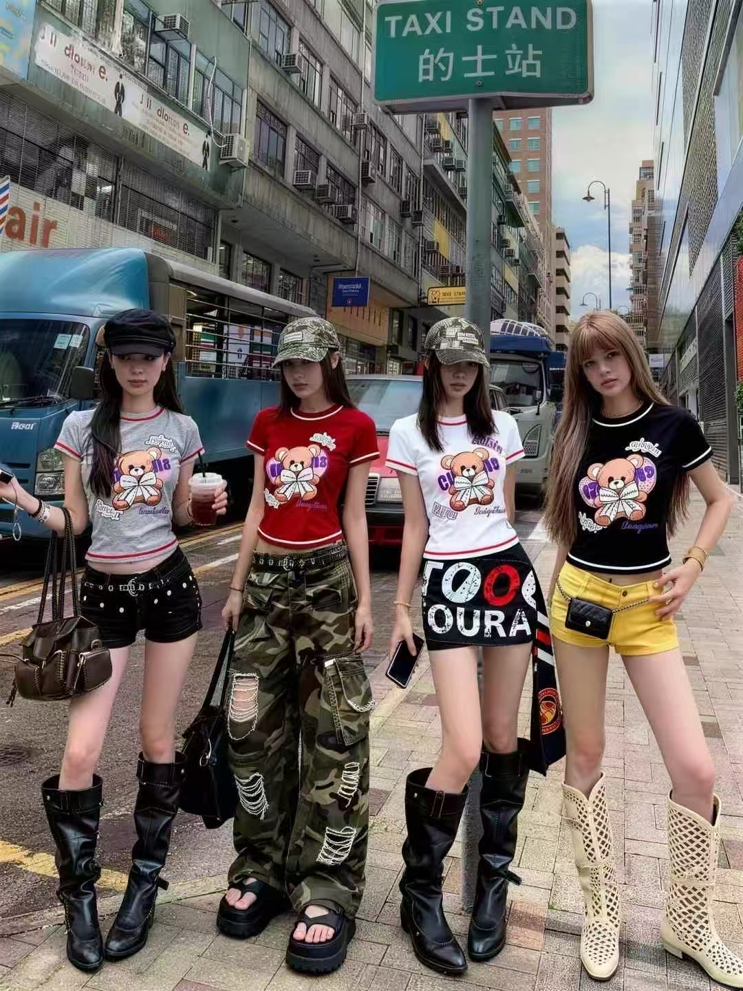 달콤한 핫걸 만화 프린트 2026 봄 아모이 쇼트 스타일 이슬 허리 패션 ins 트렌디 한 일본식 ootd 순면 티셔츠 바람의 소리
