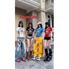 批发酷辣妹机车女拉边95印花纯棉短款<b class='q'>T</b><b class='q'>恤</b>2026春夏新ins潮<b class='q'>个性</b>韩日ootd