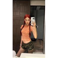 批发酷辣妹甜洗水<b class='q'>牛仔</b>做旧糖果彩色韩日系ootd时尚2026春夏新ins潮T恤