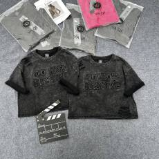 批发酷辣妹洗水牛仔做旧短款T恤2026春夏新ins潮韩日系ootd<b class='q'>街头</b>飒暗黑