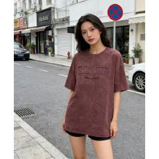 批发酷辣妹洗水牛仔做旧时尚贴字母街头2026春<b class='q'>夏</b>新ins潮韩ootd日大码T