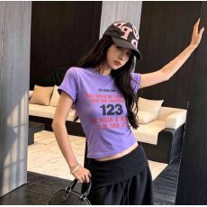 批发酷K辣妹字母印花123T恤2026春夏新ins潮<b class='q'>个性</b>摇滚庞克暗黑<b class='q'>时尚</b>ootd
