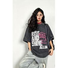 批发酷辣妹洗水<b class='q'>牛仔</b>做旧大码T恤男友慵懒2026春夏新ins潮韩日ootd原宿