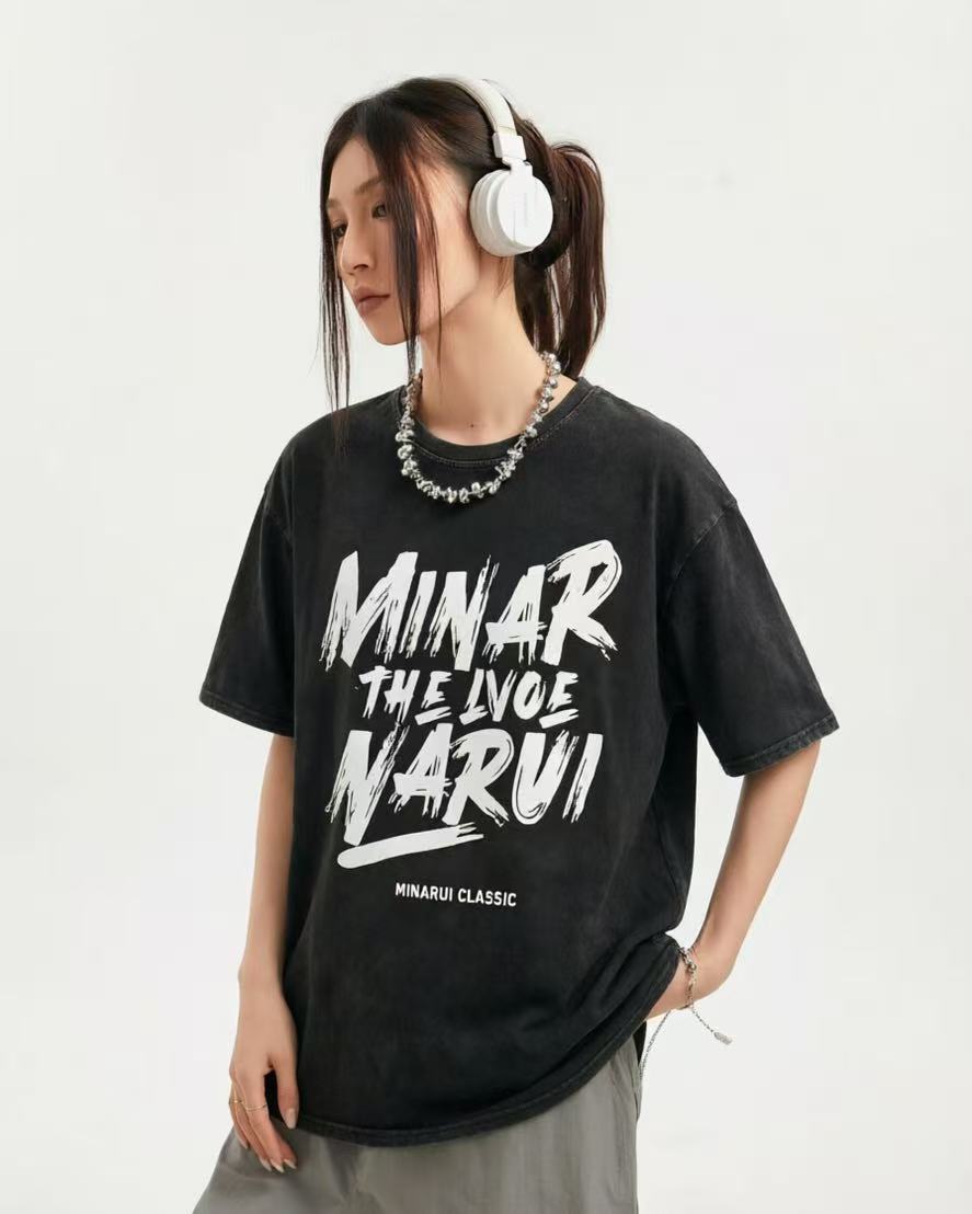 차가운 핫걸 oversize 남자 친구 바람 느긋한 대 t 한일 ootd 아메리칸 거리 2026 여름 가을 새로운 ins 트렌디 바람의 소리