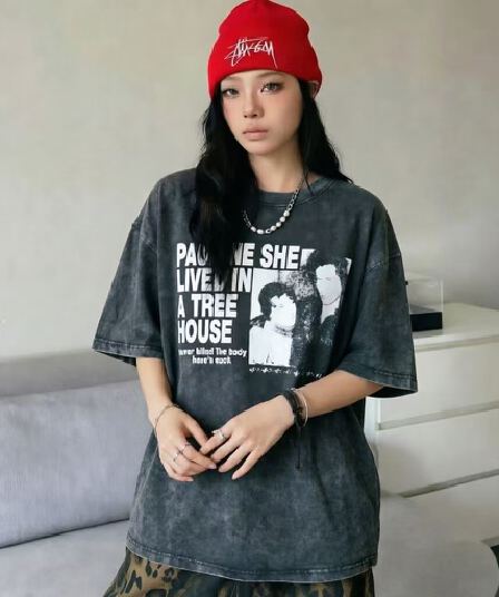 차가운 핫걸 워시 물 데님 마 오래된 oversize 남자 친구 느긋한 2026 여름 가을 새로운 펑크 다크 록 빅 사이즈
