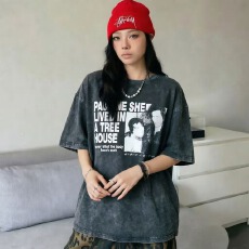 批发酷辣妹洗水牛仔做旧oversize男友慵懒2026夏秋新朋克暗黑摇滚<b class='q'>大码</b>