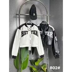 批发酷辣妹绣花字母棒球领拼撞色PU皮短款外套2026秋<b class='q'>冬</b>新ins潮机车朋K