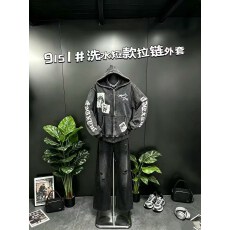 批发酷辣妹洗水<b class='q'>牛仔</b>做旧连帽带袋<b class='q'>外套</b>2026秋冬新ins潮个性贴布摇滚otd
