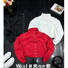 批发酷辣妹高领多纽扣风衣短款外套纯色2026秋冬新ins潮时尚个性韩日F
