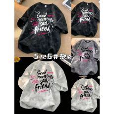 批发酷辣妹扎染字母印花2027春新T恤韩日ootd美式<b class='q'>街头</b>风时尚个性ins潮