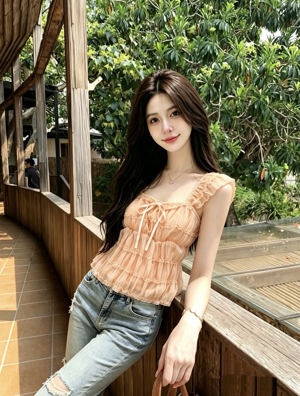 실사 여름 새로운 한국 스타일 달콤한 미국 칼라 프릴 작은 날다 소매 케이크 작은 셔츠 여성 부드러운 맨위
