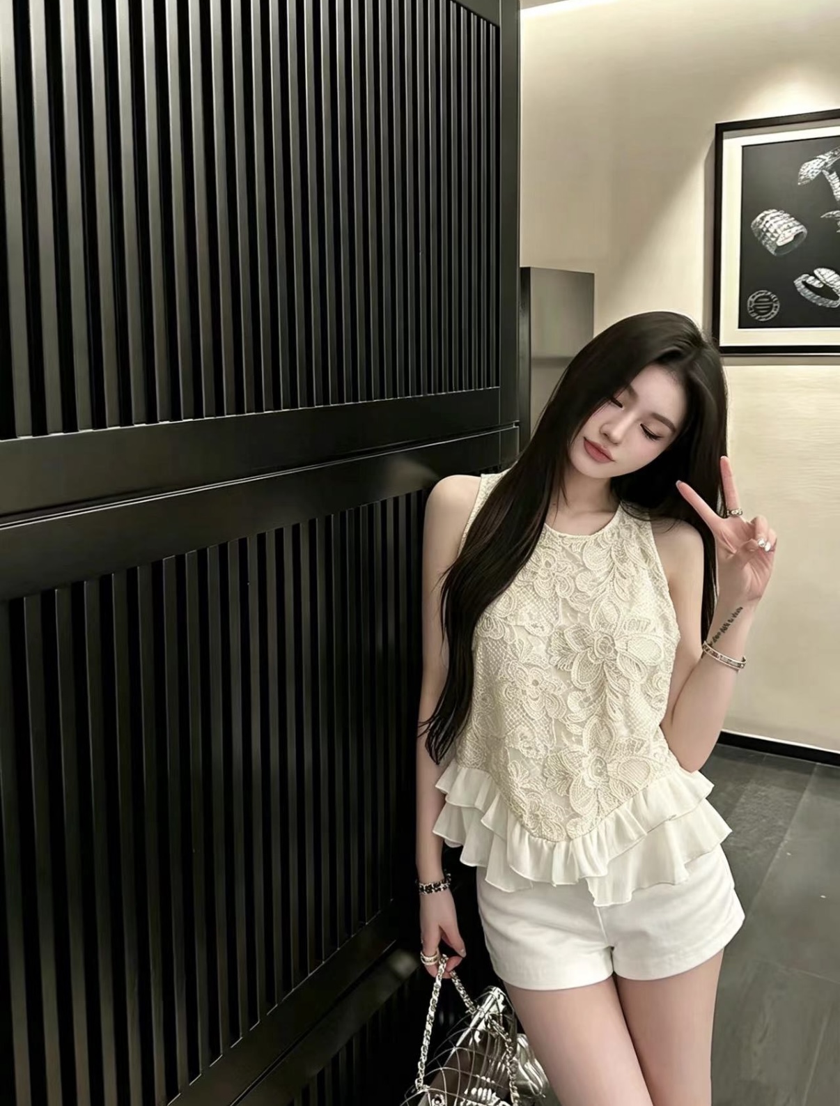 실사 무거운 작업 레이스 자카드 패치워크 표지 고기 슬림해 보이는 패션 맨위