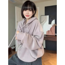 批发JIUJIU【格林童话】时尚百搭休闲慵懒风重工连帽宽松秋冬卫衣女