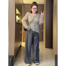 批发<b class='q'>大码</b><b class='q'>女装</b>纯欲风晕染印花针织不规则长袖T恤秋季胖MM显瘦百搭上衣