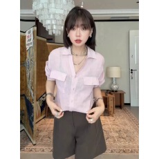 批发【浅素流云】<b class='q'>设计</b>感气质防晒衬衫宽松百搭上衣