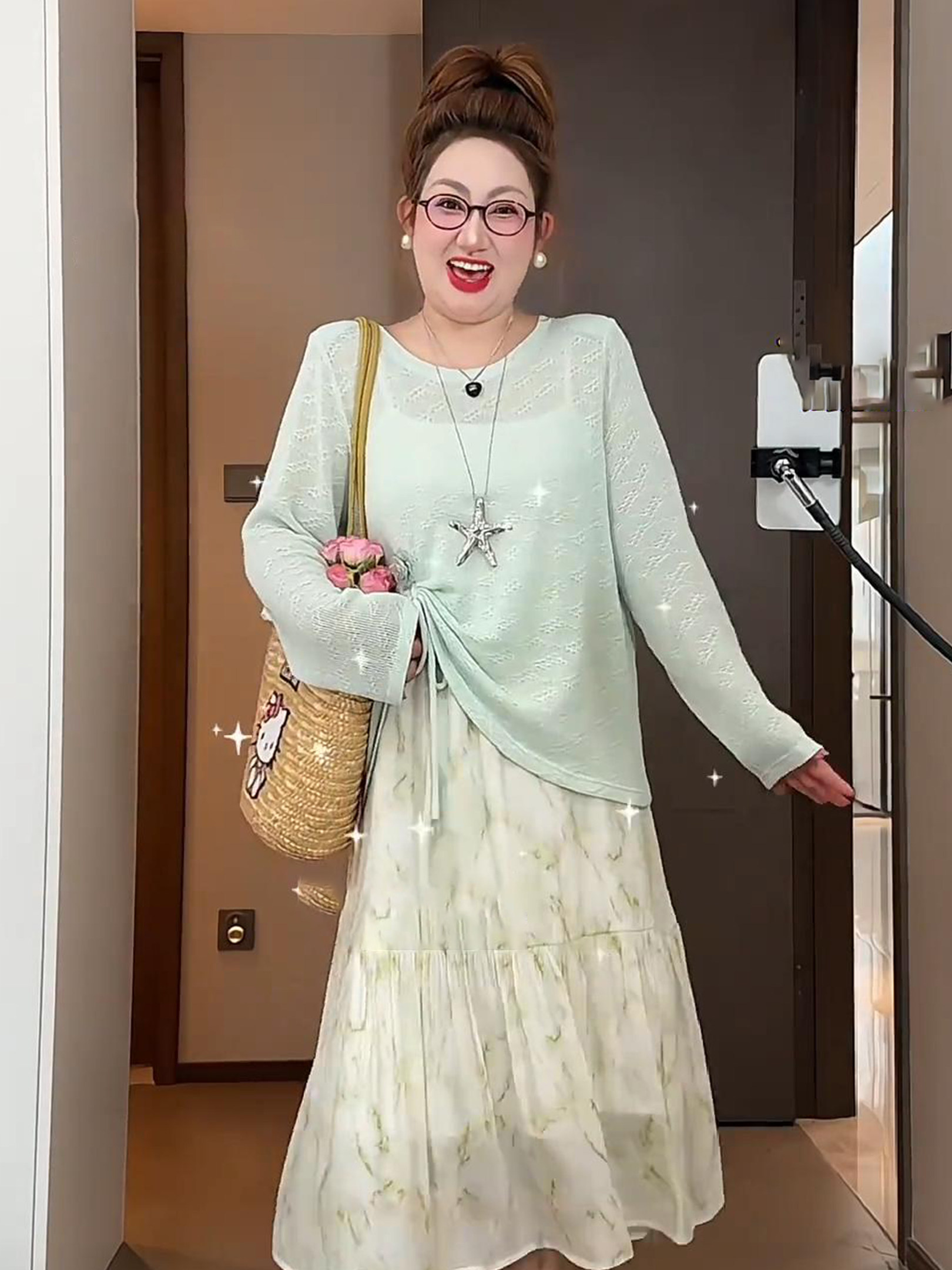 빅 사이즈 느긋한 펌프 로프 주름 긴팔 티셔츠 여성 봄 여름 지방 mm 슬림해 보이는 불규칙 루즈핏 자외선 차단 블라우스 맨위