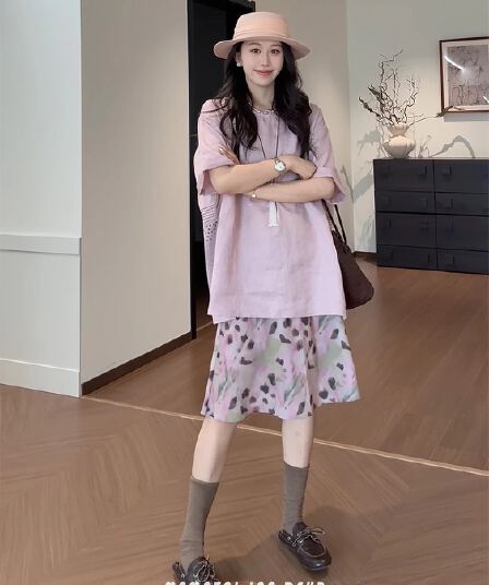 외국 가스 세련된 디자인 센스 프린트 반신 스커트 여성 여름 새로운 하이웨이스트 품격 미니멀리즘 다용도 A라인 스커트