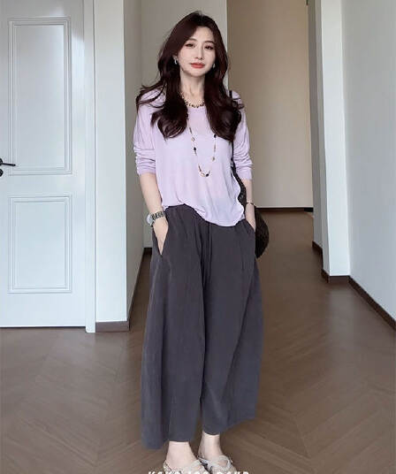 월넛 손 편지 라이 경기 서울 느긋한 바람 루즈핏 도루 센스 얇고 가벼운 다용도 캐주얼 바지 여성